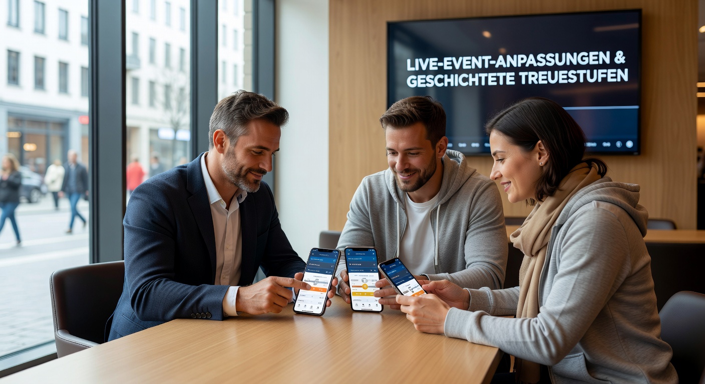 Illustration gestaffelter Treuestufen in mobilen Wett-Apps mit Live-Event-Anpassungen
