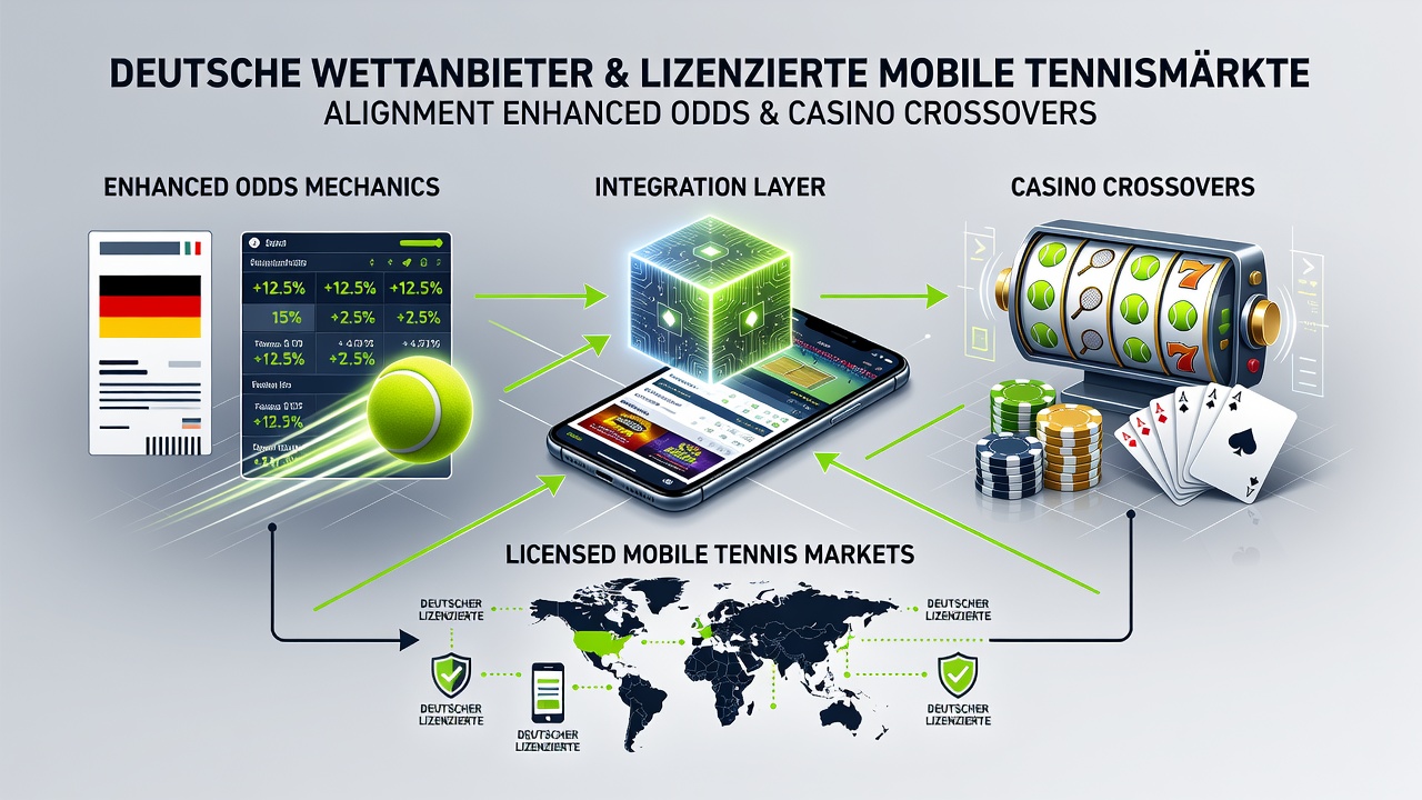 Illustration der Verknüpfung von Casino-Crossovers und erweiterten Quoten in Tennis-Wett-Apps